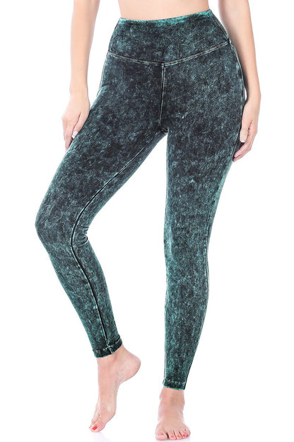 Mineral Washed Wide Waistband Yoga Leggings