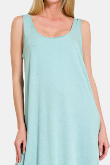 French Terry Twisted Strap Midi Dress / DUSTY TEAL