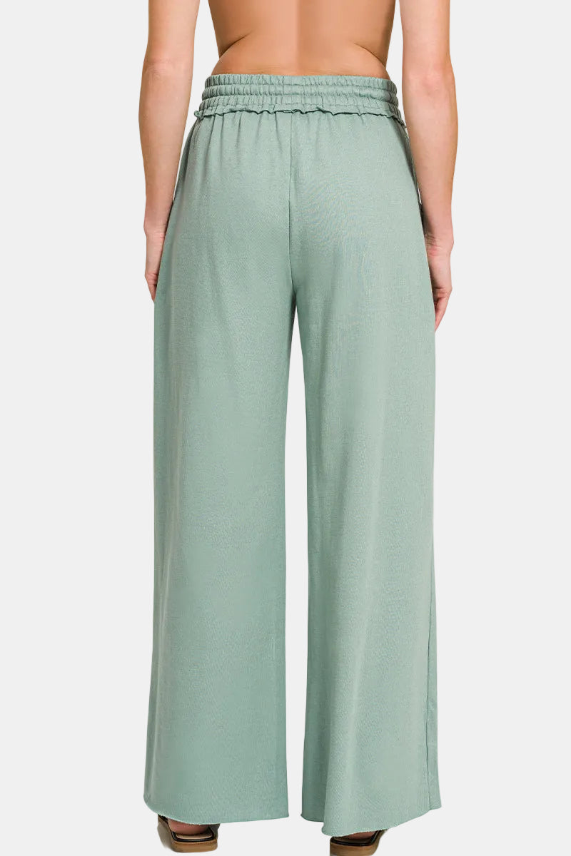 French Terry Wide Leg Sweatpants / NAVY