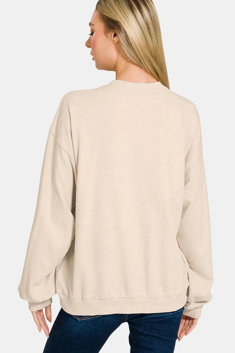 French Terry American Flag Pullover / BROWN