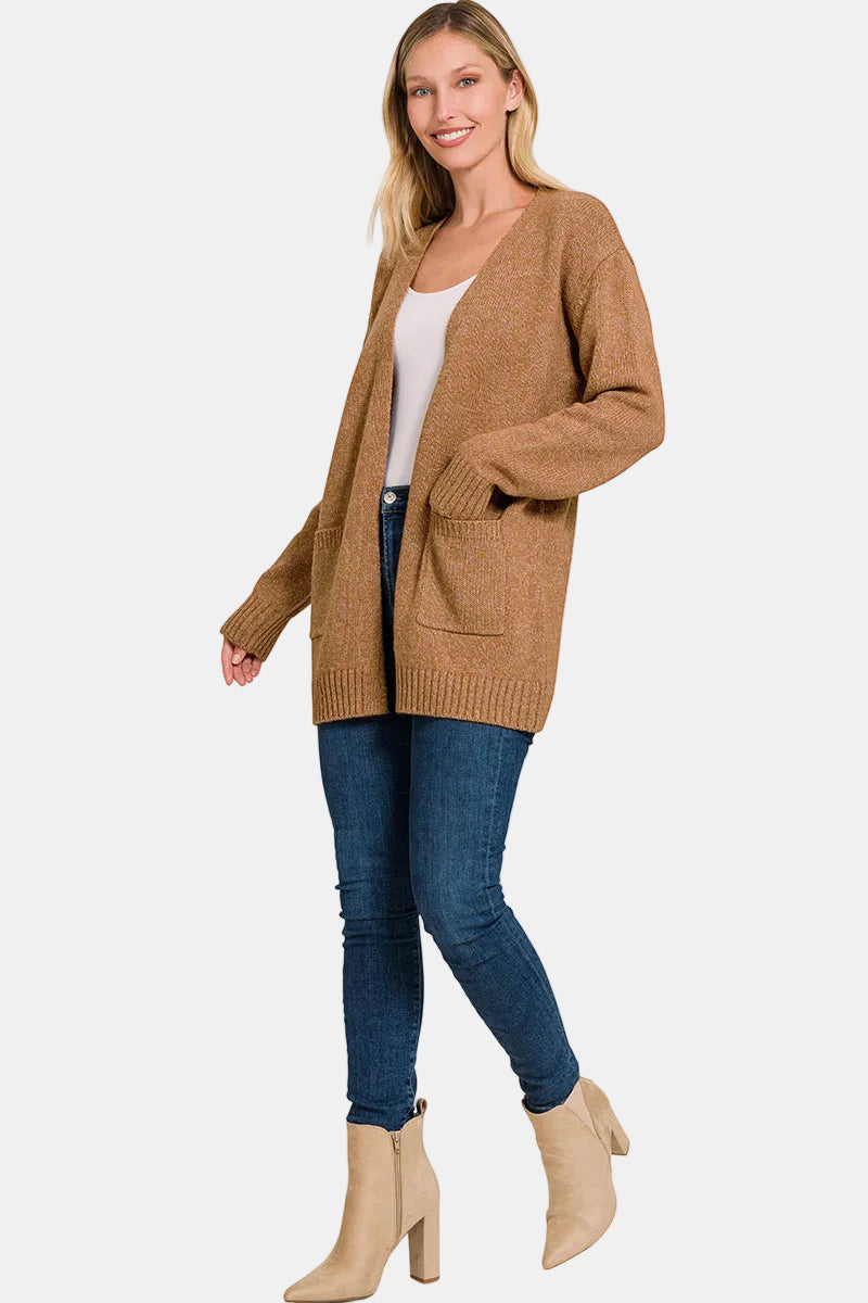 Open Front Sweater Cardigan / BLACK