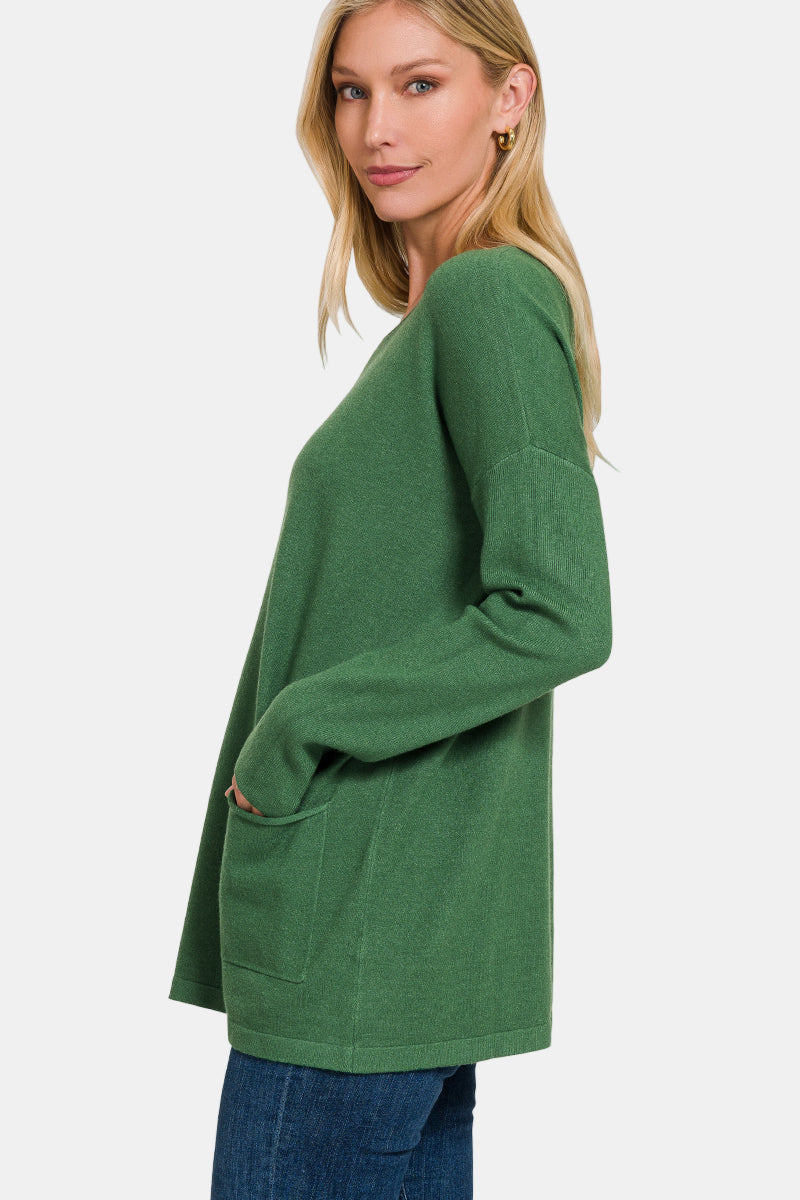 Viscose Front Pocket Sweater / H DEEP CAMEL