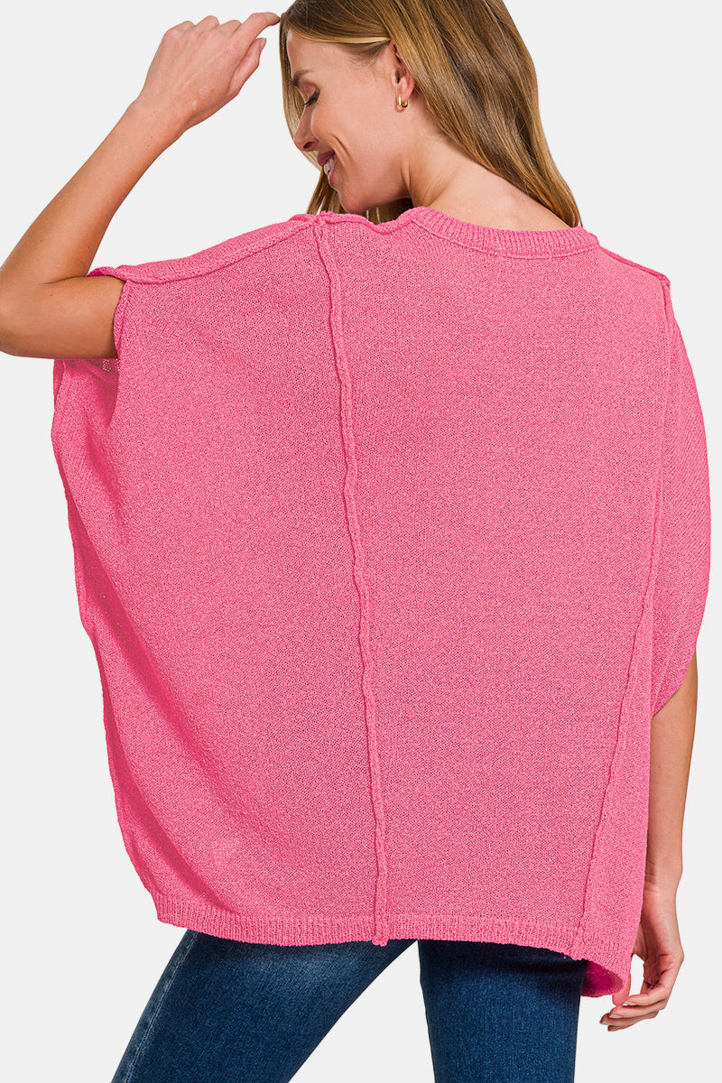 Drop Shoulder Short Sleeve Relaxed Pullover / LT NAVY