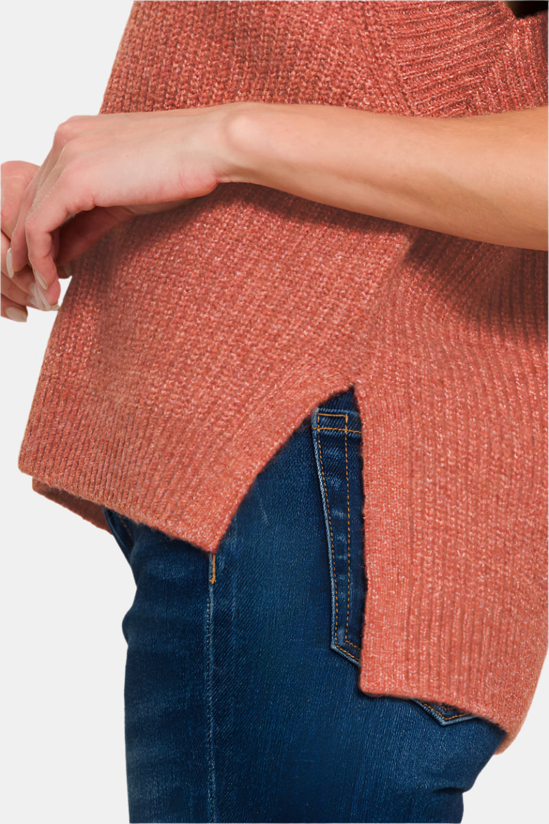 Oversized Sweater Vest with Side Slit / BLACK