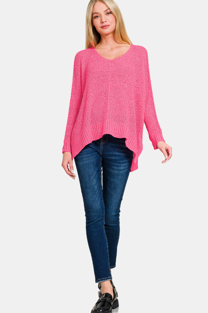 Dolman Sleeve V-Neck Sweater / LT MOCHA