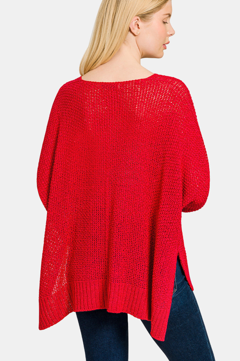 Dolman Sleeve V-Neck Sweater / LT MOCHA