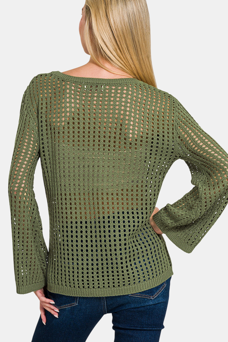 Hollow Out Long Sleeve Sweater / MARLIN