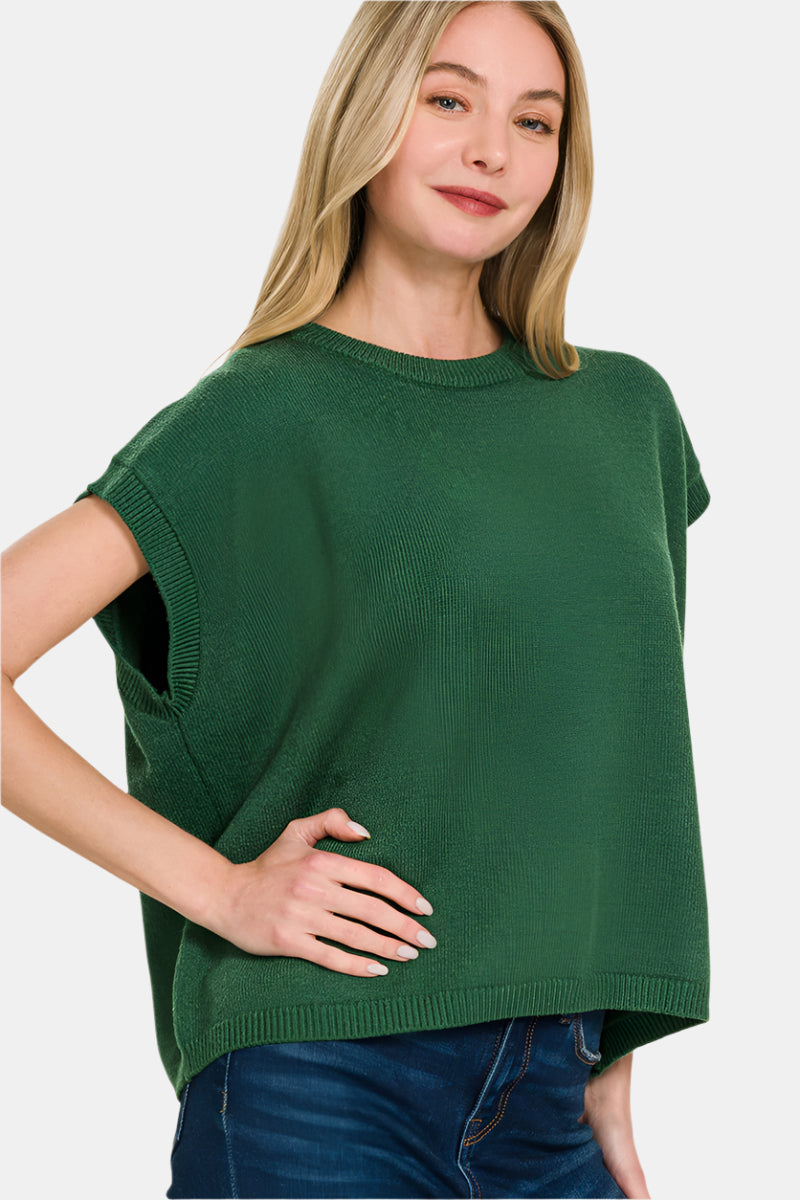 Oversized Viscose Sweater Vest / DK GREEN