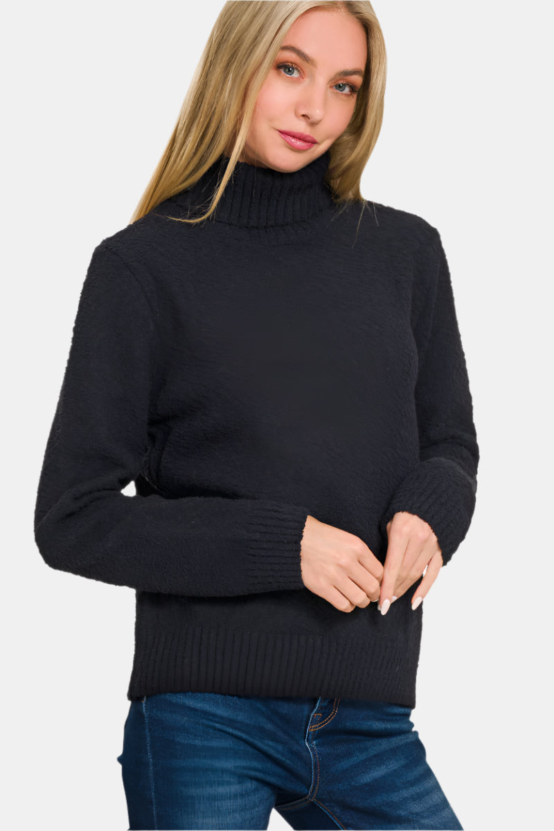 Turtleneck Long Sleeve Sweater / BLACK