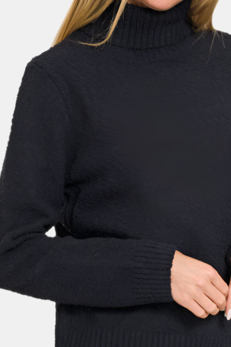 Turtleneck Long Sleeve Sweater / BLACK
