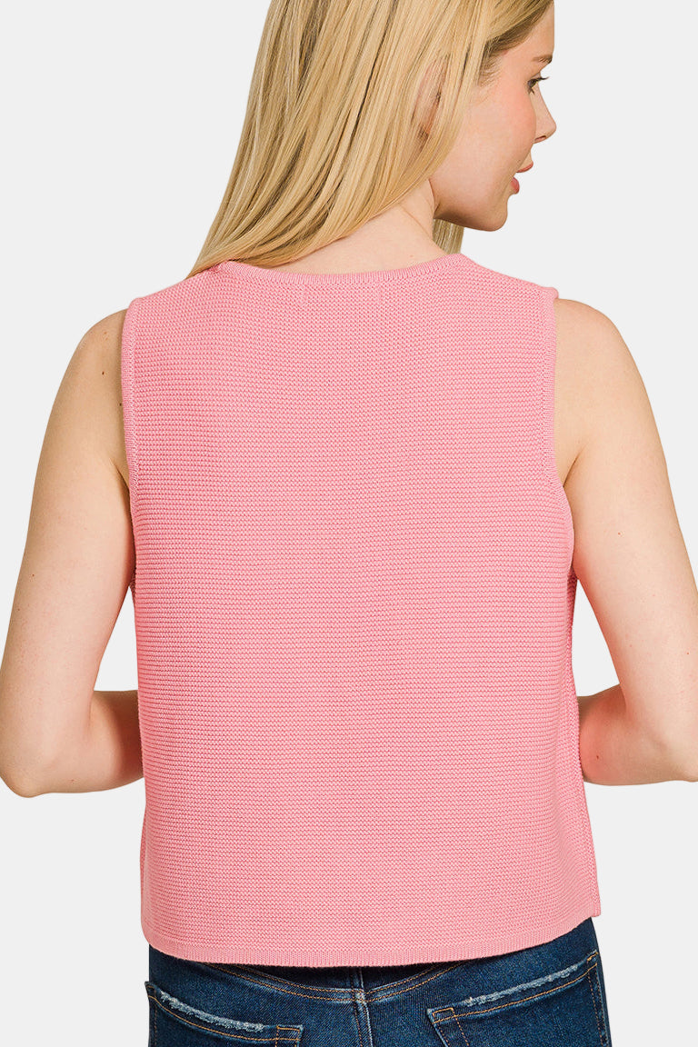 Tie Front Sweater Vest / LT NAVY