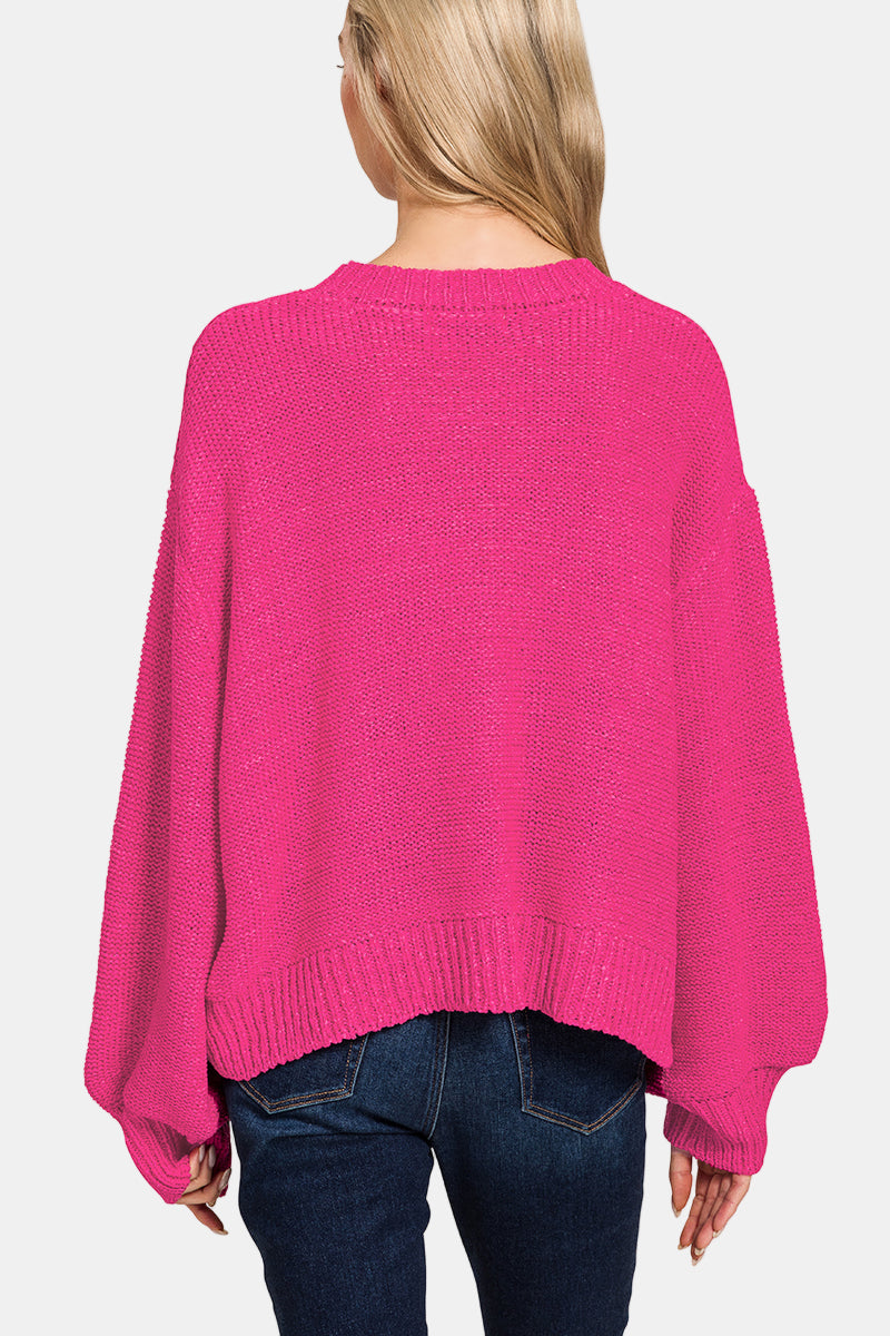 Oversized Balloon Sleeve Sweater / SAND BEIGE