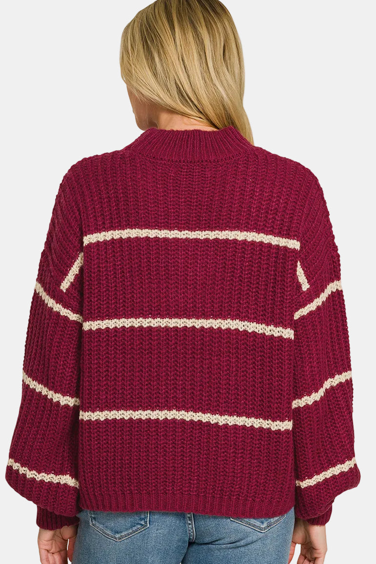 Oversize Striped Sweater / DEEP CAMEL