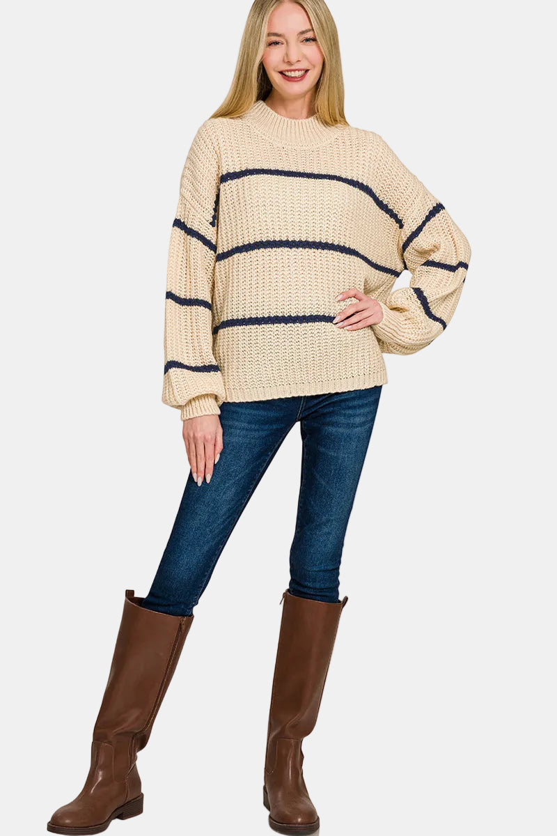 Oversize Striped Sweater / DEEP CAMEL