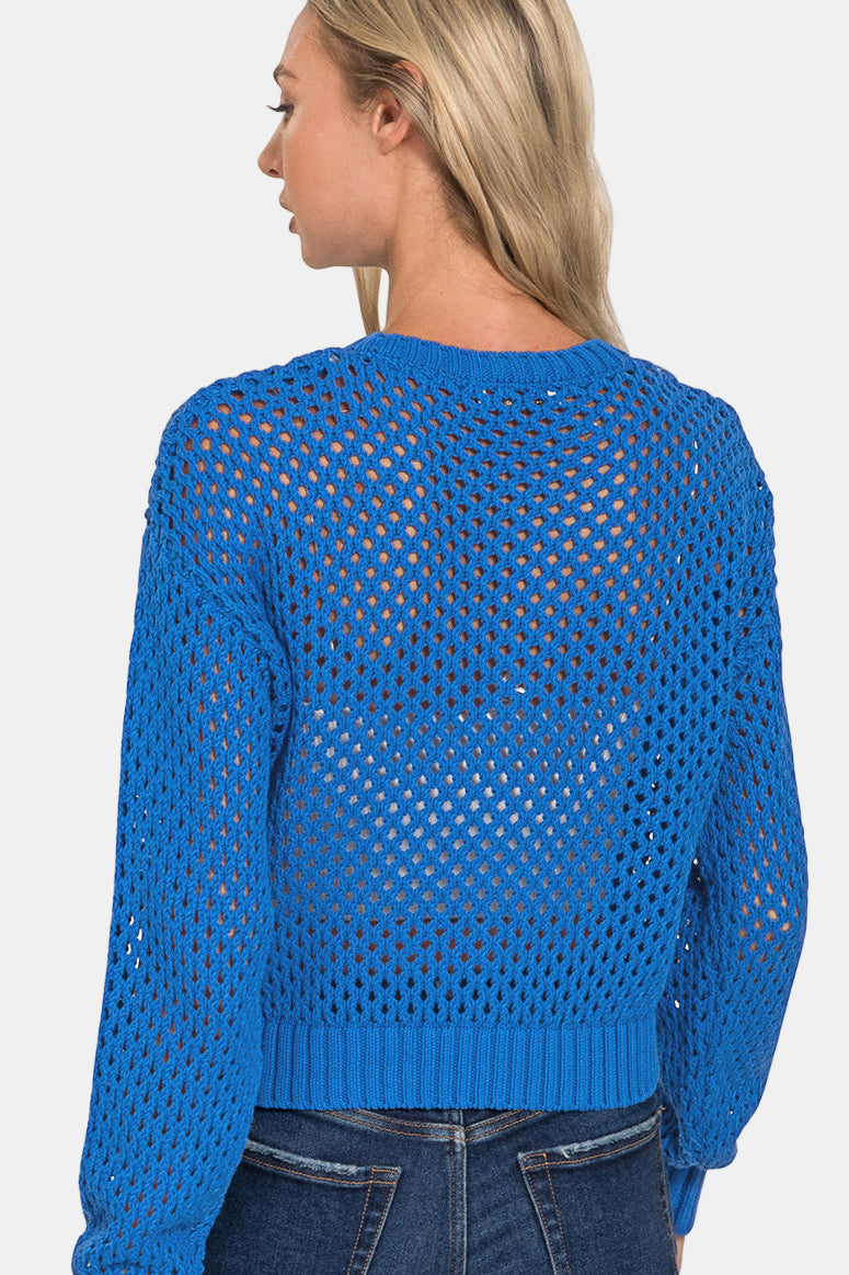 Crochet Cardigan Sweater / K GREEN