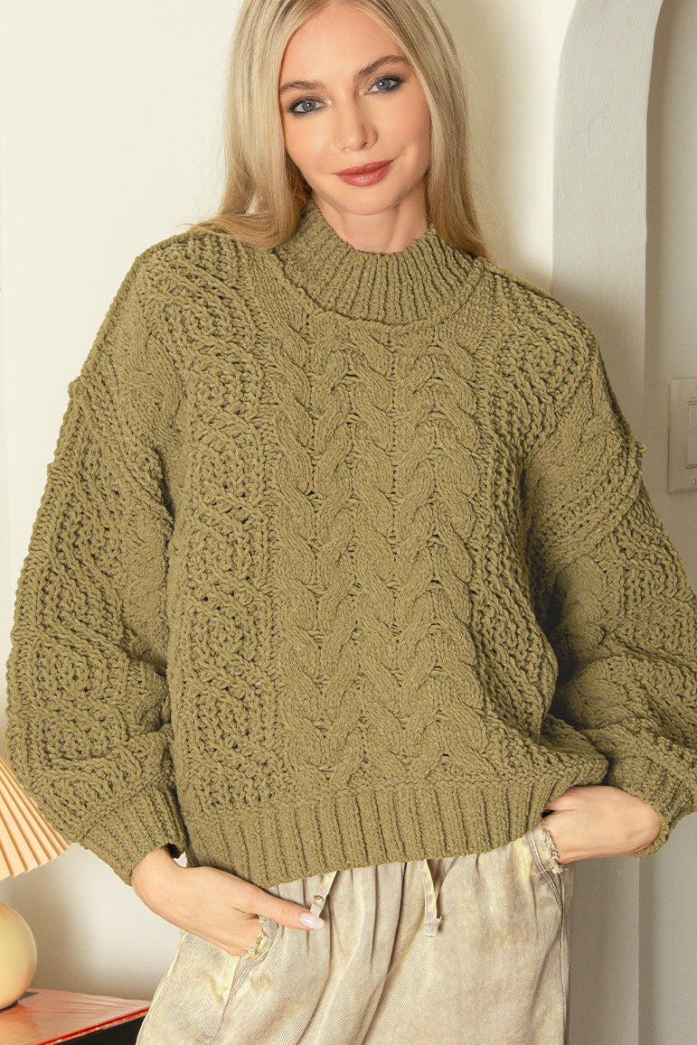 Cable Knit Sweater / BROWN