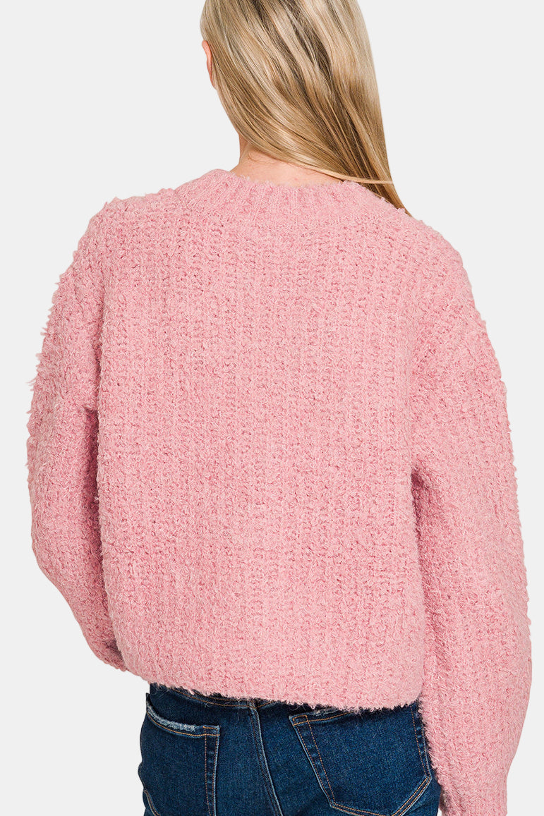 5 Button Wool Cardigan Sweater / BLACK