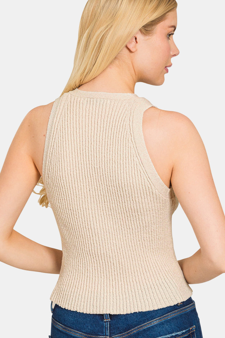 Ribbed Sweater Vest / BLACK