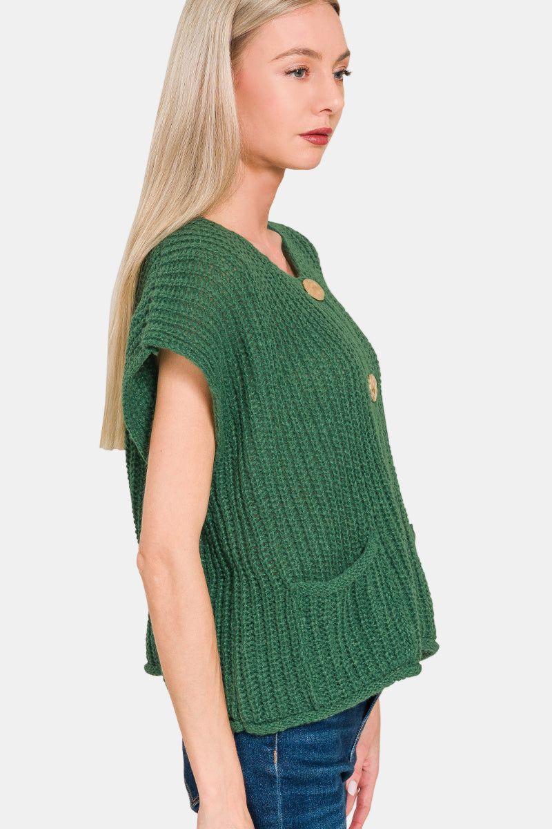 4 Button Sweater Vest / DK CAMEL