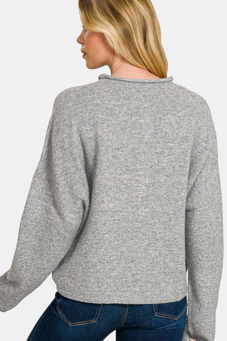 Collared Button Down Cardigan Sweater / MOCHA