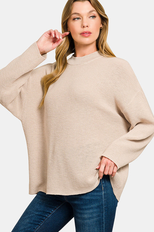 Round Neck Sweater & Sweater Shorts Set / BROWN