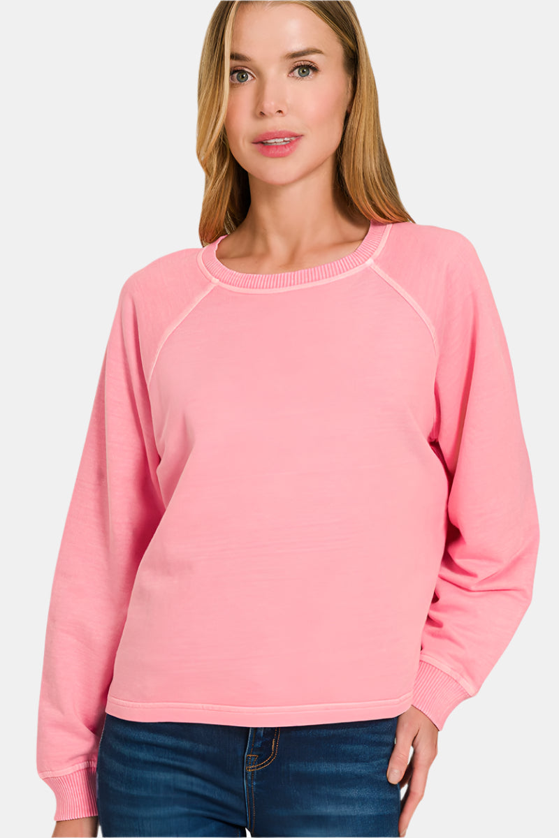 French Terry Pigment Dye + Enzyme Wash Pullover & Short Set / BLACK
