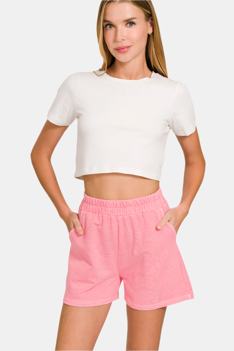 French Terry Pigment Dye + Enzyme Wash Pullover & Short Set / BLACK
