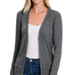 Zenana Snap Button Sweater Cardigan With Ribbed Detail