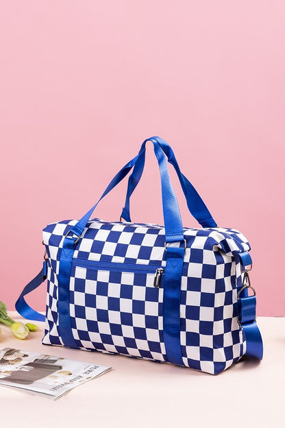 Large Capacity Checkered Travel Duffle Bag