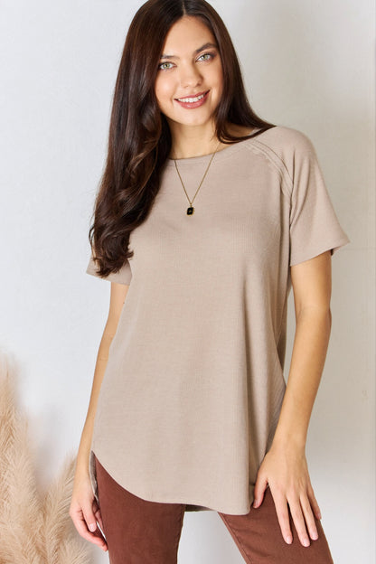 Melange Baby Waffle Short Sleeve Top