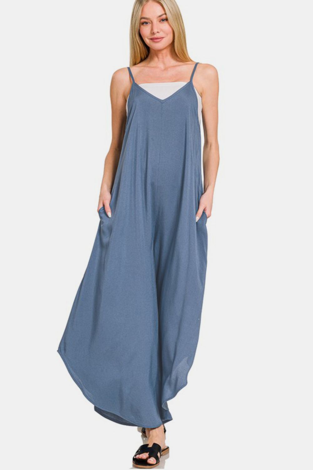 Wide Leg Rayon Challis Jumpsuit