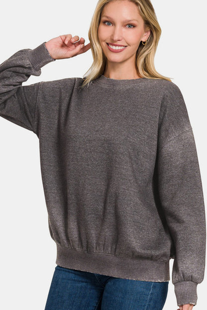 Acid Wash Fleece Oversized Pullover