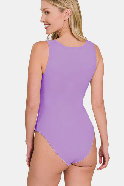 Brushed DTY Microfiber Split Neck Bodysuit