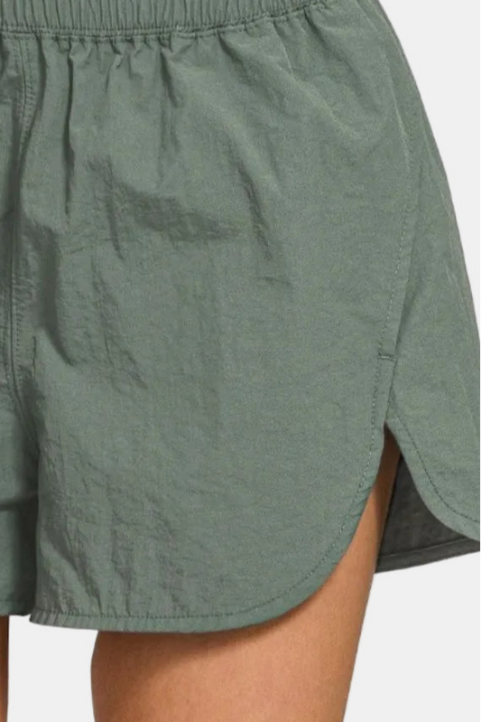 Windbreaker Smocked Waistband Running Shorts / ASH JADE