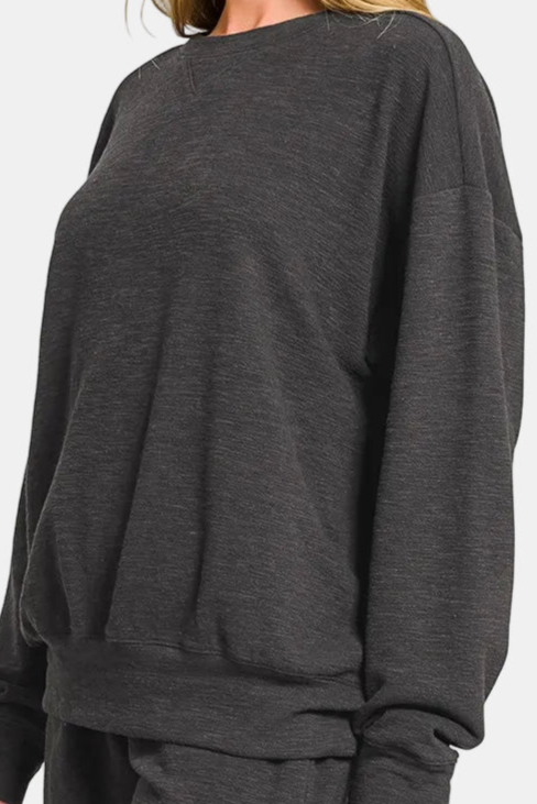 Slub Pullover & Shorts Set / BLACK