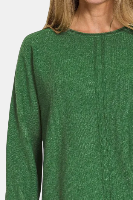Viscose Front Seam Round-Neck Sweater / H DK GREEN