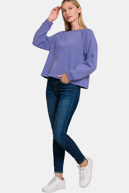 Fleece Raglan Round-Neck Sweatshirt / MARLIN