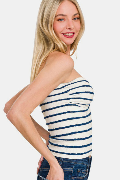 Viscose Striped Sweater Tube Top