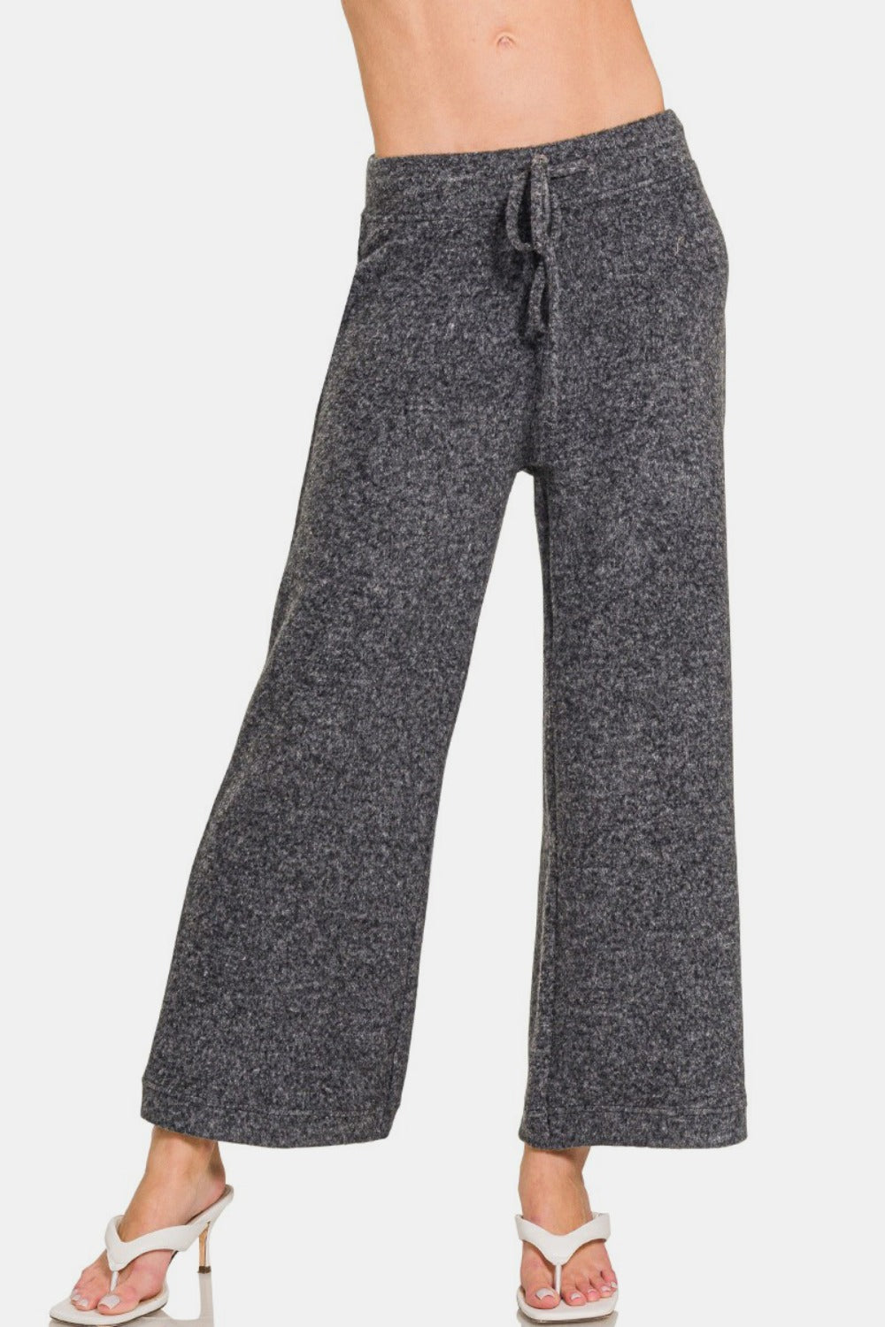 Cropped Soft Brushed Hacci Drawstring Pants