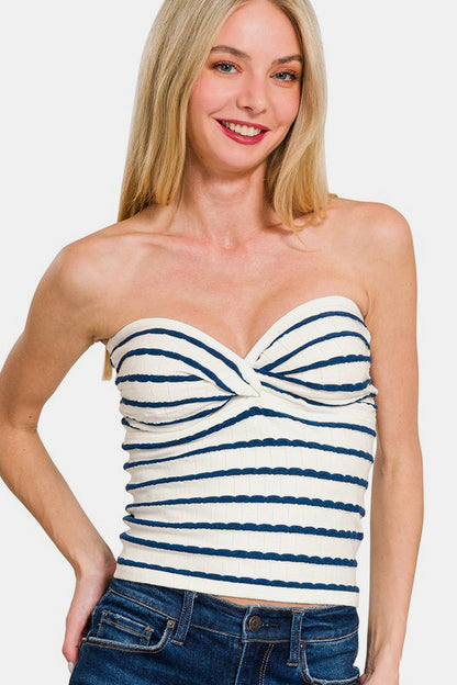 Viscose Striped Sweater Tube Top