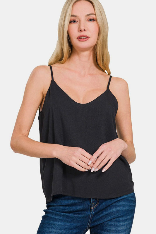 2 Layered Rayon Slub Woven Cropped Camisole