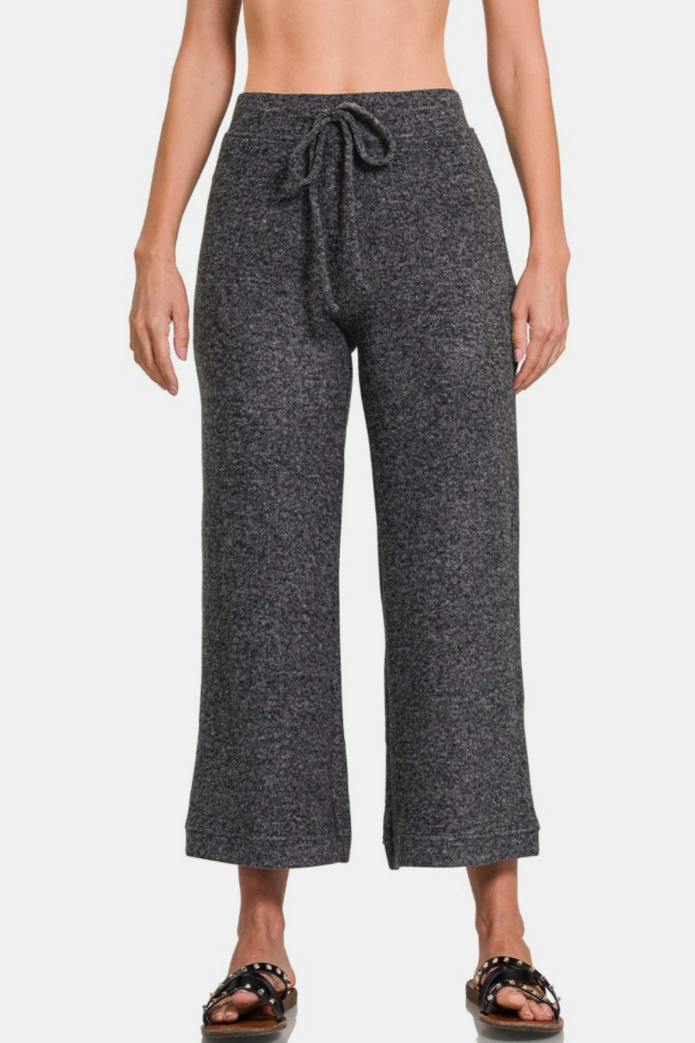 Cropped Soft Brushed Hacci Drawstring Pants