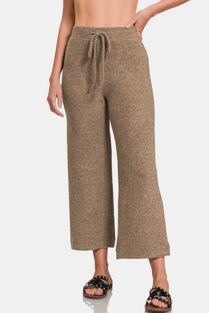 Cropped Soft Brushed Hacci Drawstring Pants