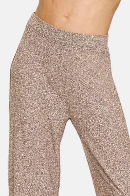 Soft Elastic Waisted Flare Pants / BROWN
