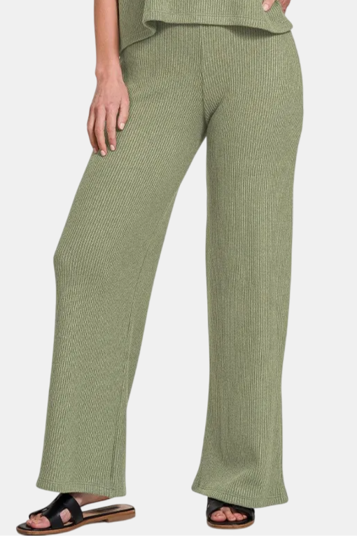 Sweater Boxy Top & Long Pants Set / LT OLIVE