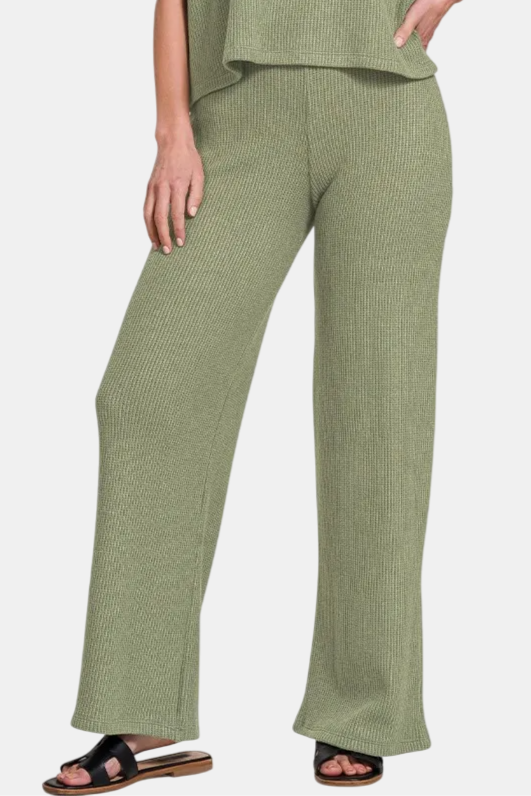 Sweater Boxy Top & Long Pants Set / LT OLIVE