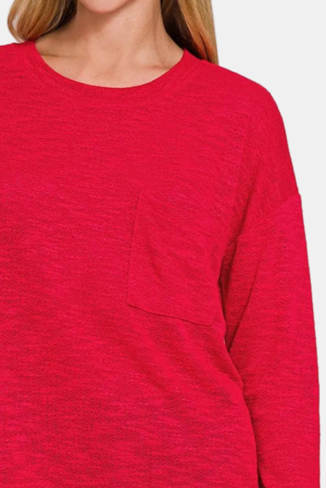 Slub Hacci Long Sleeve T-Shirt / RUBY