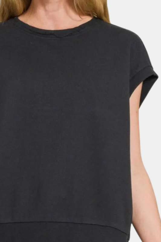 French Terry Sleeveless Top / BLACK