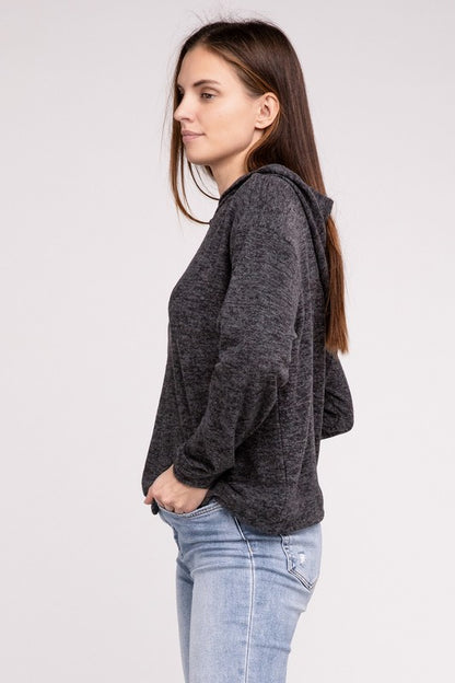 Hooded Brushed Melange Hacci Sweater