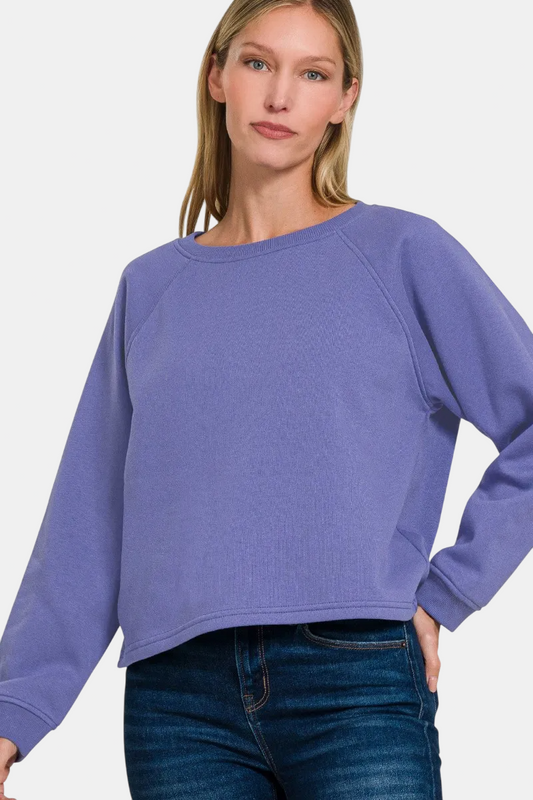 Fleece Raglan Round-Neck Sweatshirt / MARLIN